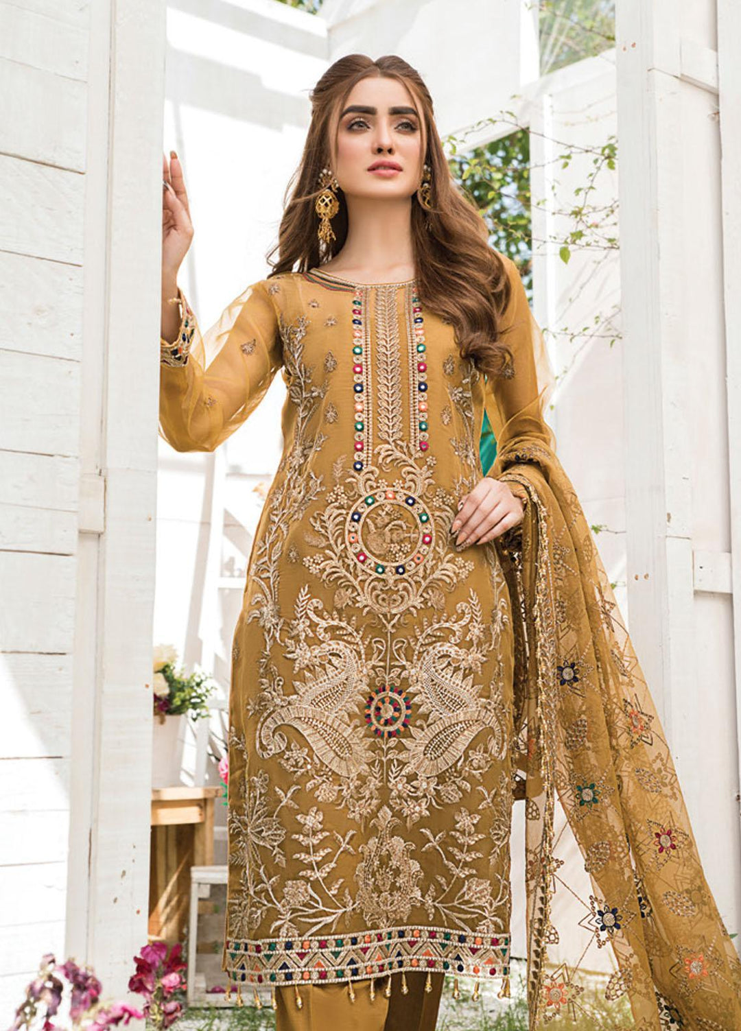 Maryam's Embroidered Organza Suits Unstitched 3 Piece MRM21E D-05 - Luxury Collection