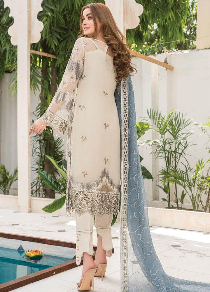 Maryam's Embroidered Chiffon Suits Unstitched 3 Piece MRM21C D-01 Lavender Smoke - Luxury Collection