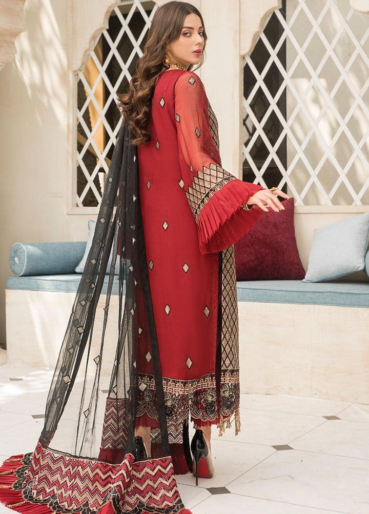 Maryam's Embroidered Chiffon Suits Unstitched 3 Piece MRM21C D-03 Dark Daisy - Luxury Collection