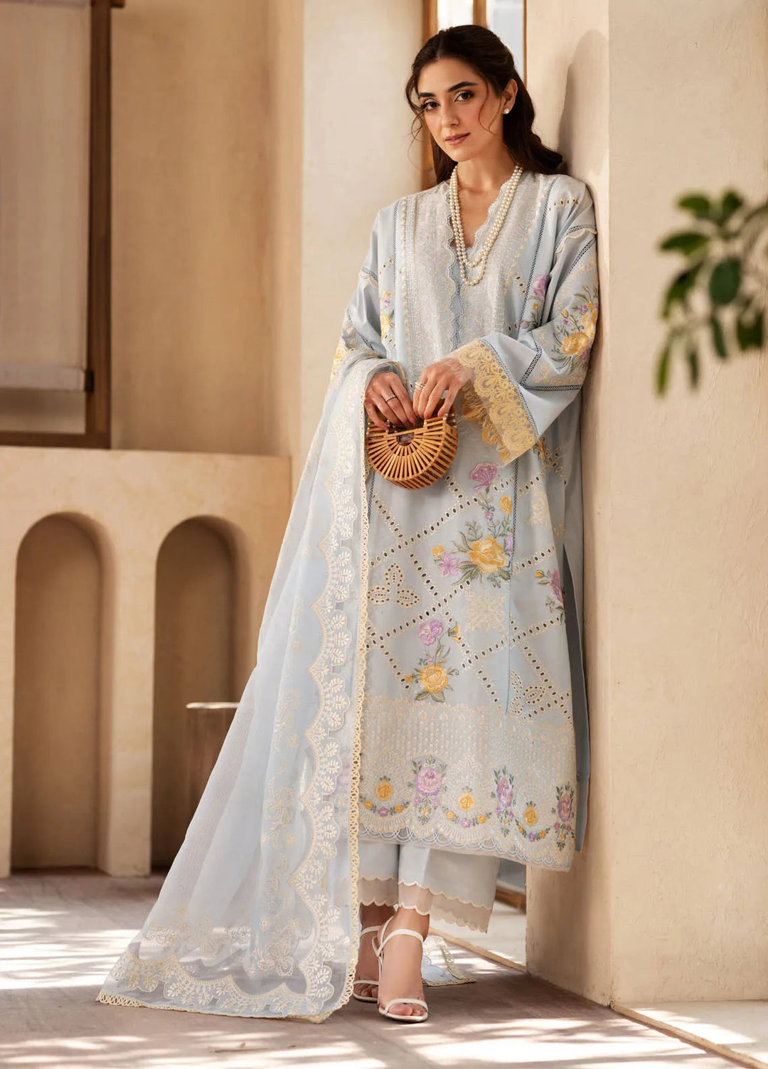 Maryum Hussain Embroidered Lawn Suit Unstitched 3 Piece MH25LL D-02 Ocean - Summer Collection