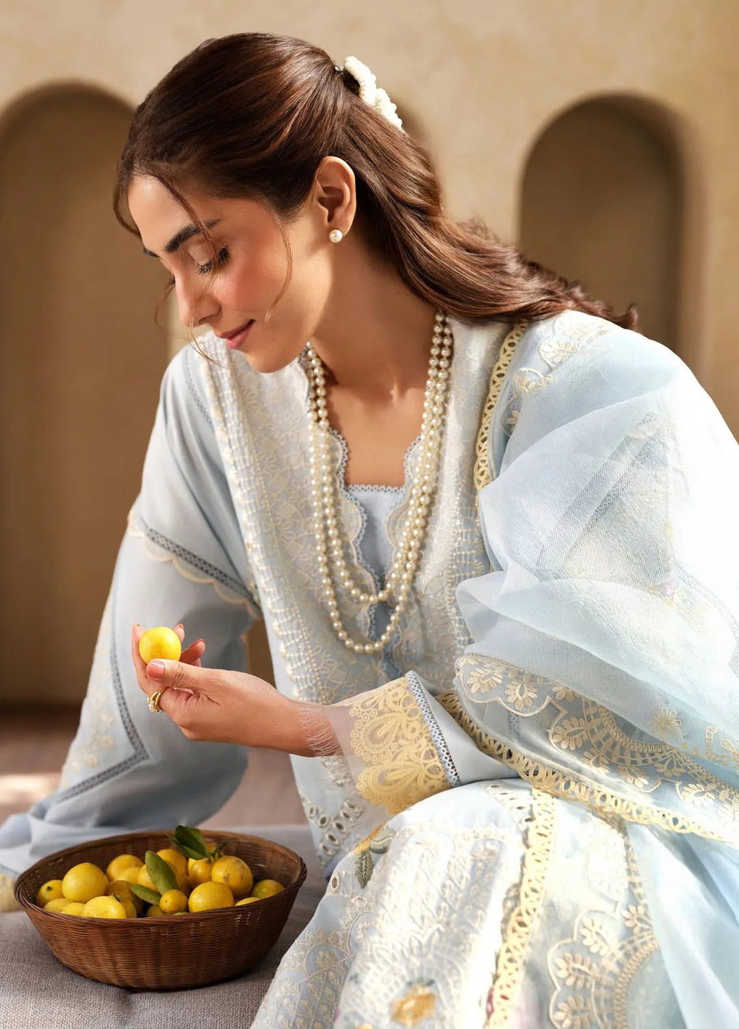 Maryum Hussain Embroidered Lawn Suit Unstitched 3 Piece MH25LL D-02 Ocean - Summer Collection