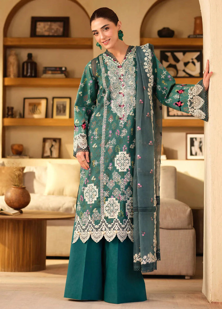 Maryum Hussain Embroidered Lawn Suit Unstitched 3 Piece MH25LL D-05 Seashell - Summer Collection