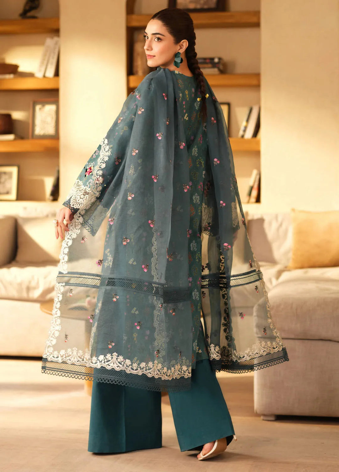 Maryum Hussain Embroidered Lawn Suit Unstitched 3 Piece MH25LL D-05 Seashell - Summer Collection