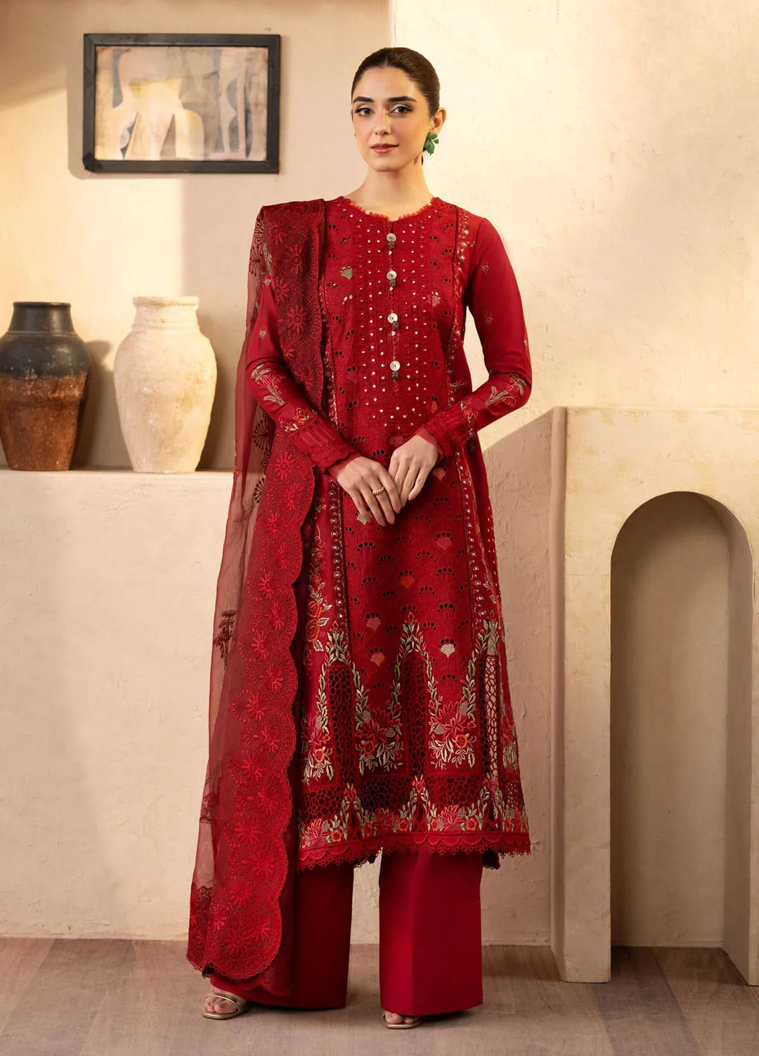 Maryum Hussain Embroidered Lawn Suit Unstitched 3 Piece MH25LL D-06 Berry - Summer Collection