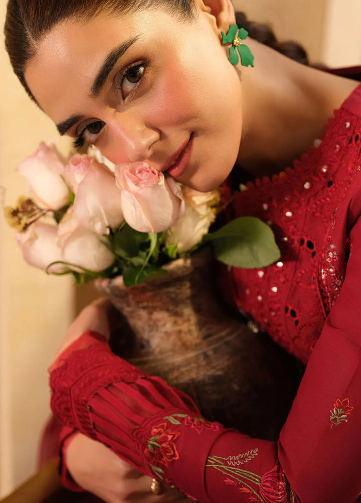 Maryum Hussain Embroidered Lawn Suit Unstitched 3 Piece MH25LL D-06 Berry - Summer Collection