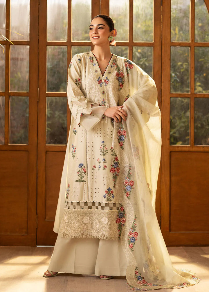 Maryum Hussain Embroidered Lawn Suit Unstitched 3 Piece MH25LL D-08 Mint - Summer Collection