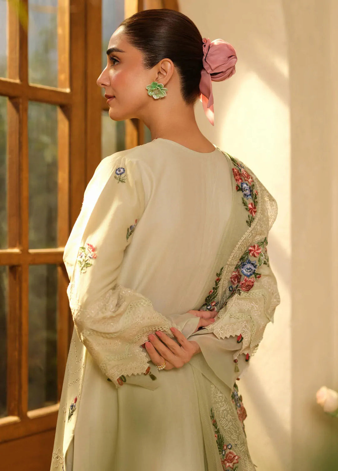 Maryum Hussain Embroidered Lawn Suit Unstitched 3 Piece MH25LL D-08 Mint - Summer Collection