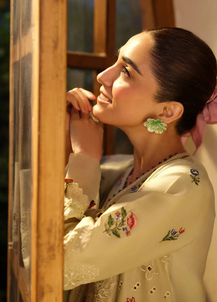 Maryum Hussain Embroidered Lawn Suit Unstitched 3 Piece MH25LL D-08 Mint - Summer Collection