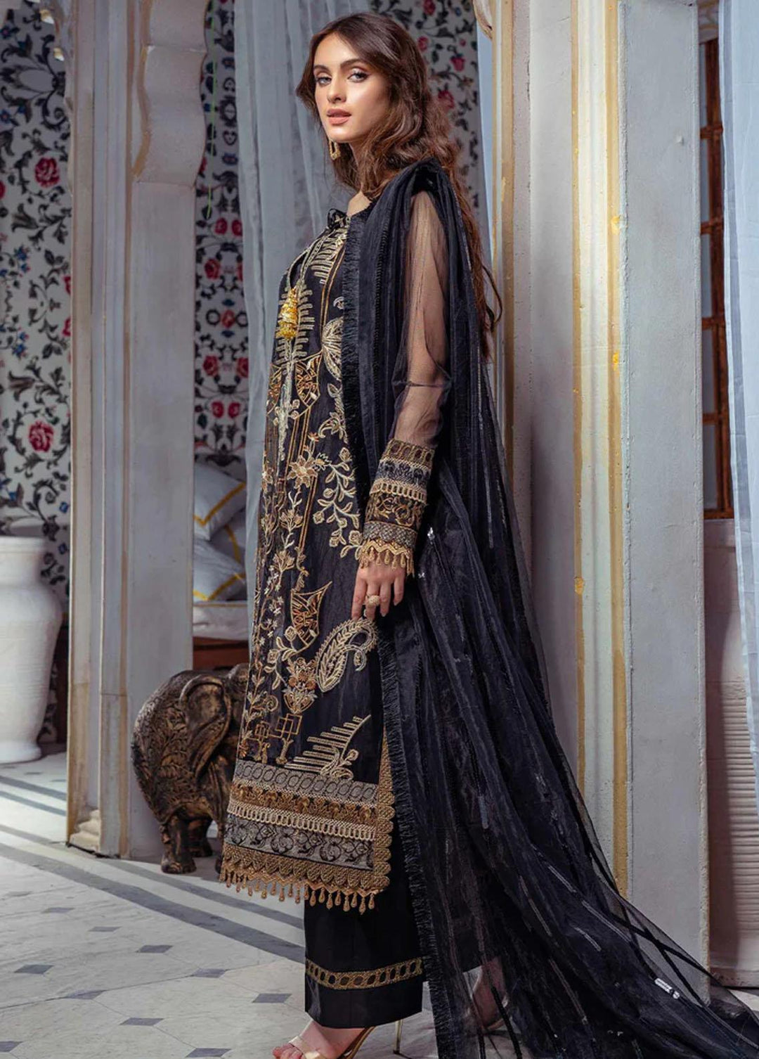 Maryum N Maria Luxury Pret Embroidered Net 3 Piece Suit AFTER MIDNIGHT