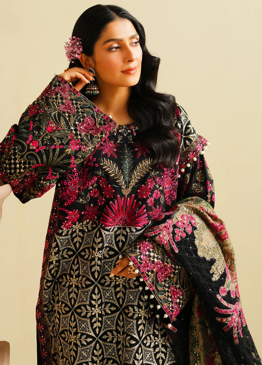 Maryum N Maria Embroidered Lawn Suit Unstitched 3 Piece MNM24E MS24581 Mehr - Eid Luxury Collection