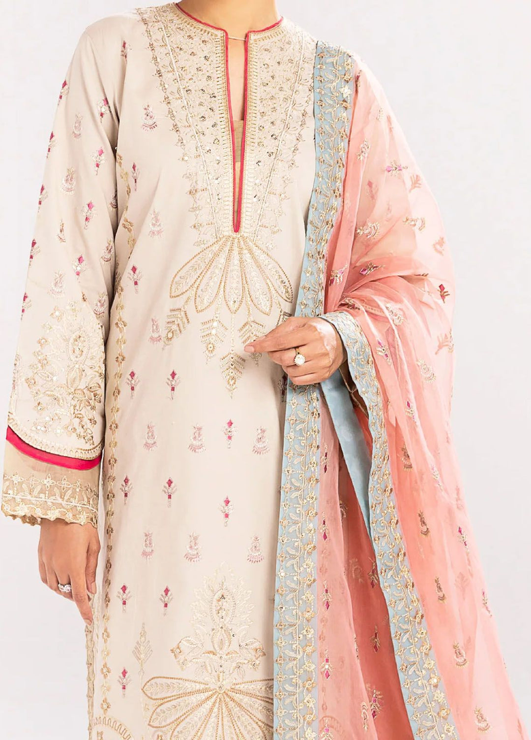 Maryum N Maria Embroidered Lawn Suit Unstitched 3 Piece MNM24E MS24582 Alizeh - Eid Luxury Collection
