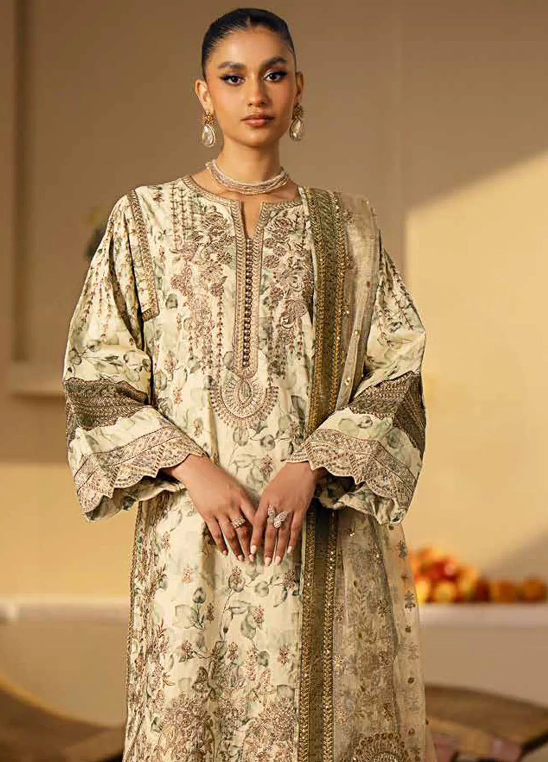 Maryum N Maria Embroidered Lawn Suit Unstitched 3 Piece MNM24EA Nadya - Luxury Collection