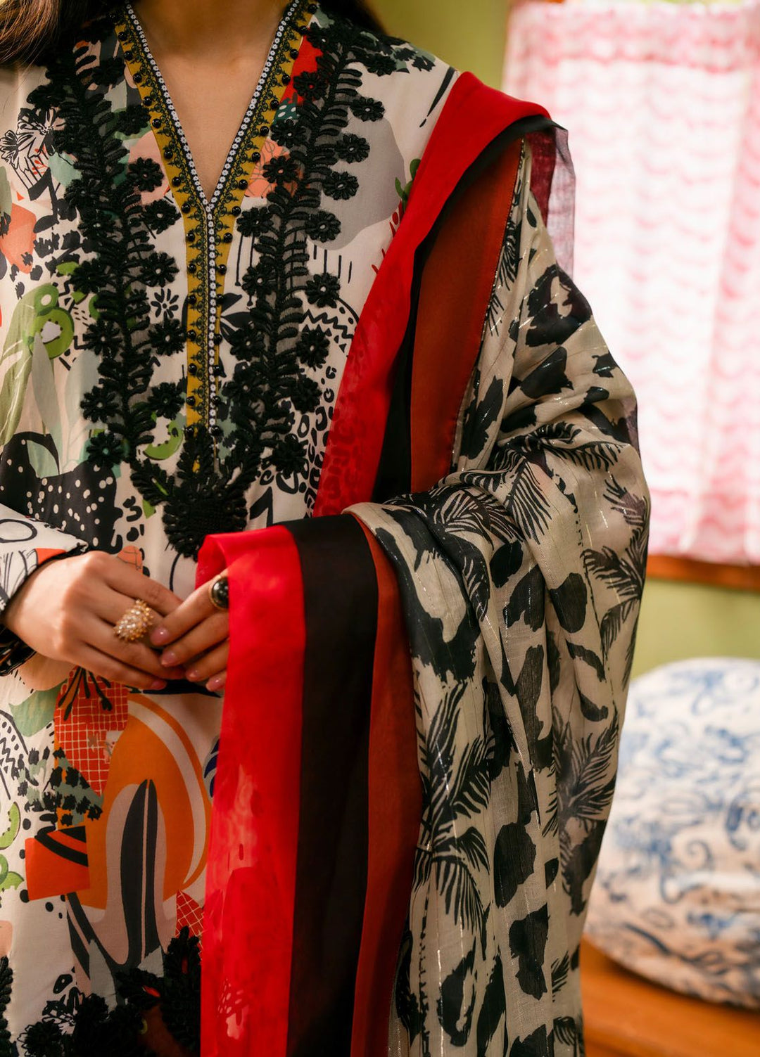 Maryum N Maria Embroidered Lawn Suit Unstitched 3 Piece MNM24LL2 MS24579 Marwa - Luxury Summer Collection