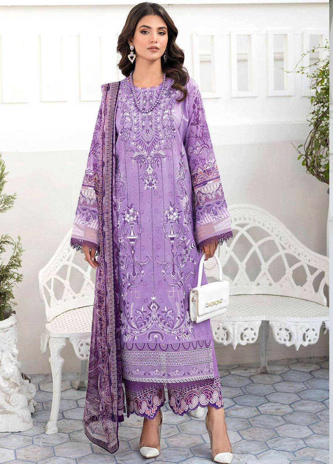 Mashaal by Ramsha Embroidered Lawn Suits Unstitched 3 Piece RSH23-ML6 L-603 - Luxury Collection