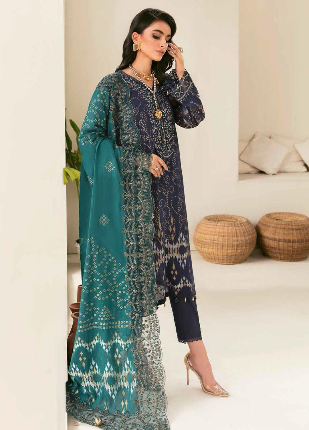 Maya By Nureh Embroidered Cambric Suits Unstitched 3 Piece NU22MC NJ-40 - Festive Collection