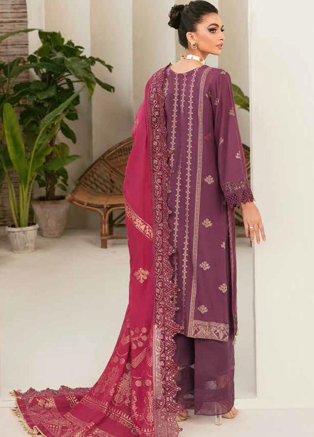 Maya By Nureh Embroidered Cambric Suits Unstitched 3 Piece NU22MC NJ-45 - Festive Collection