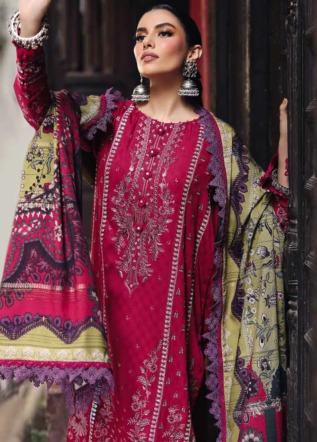 Maya By Nureh Embroidered Linen Suit Unstitched 3 Piece NU24MUL NW-80 - Fall Collection