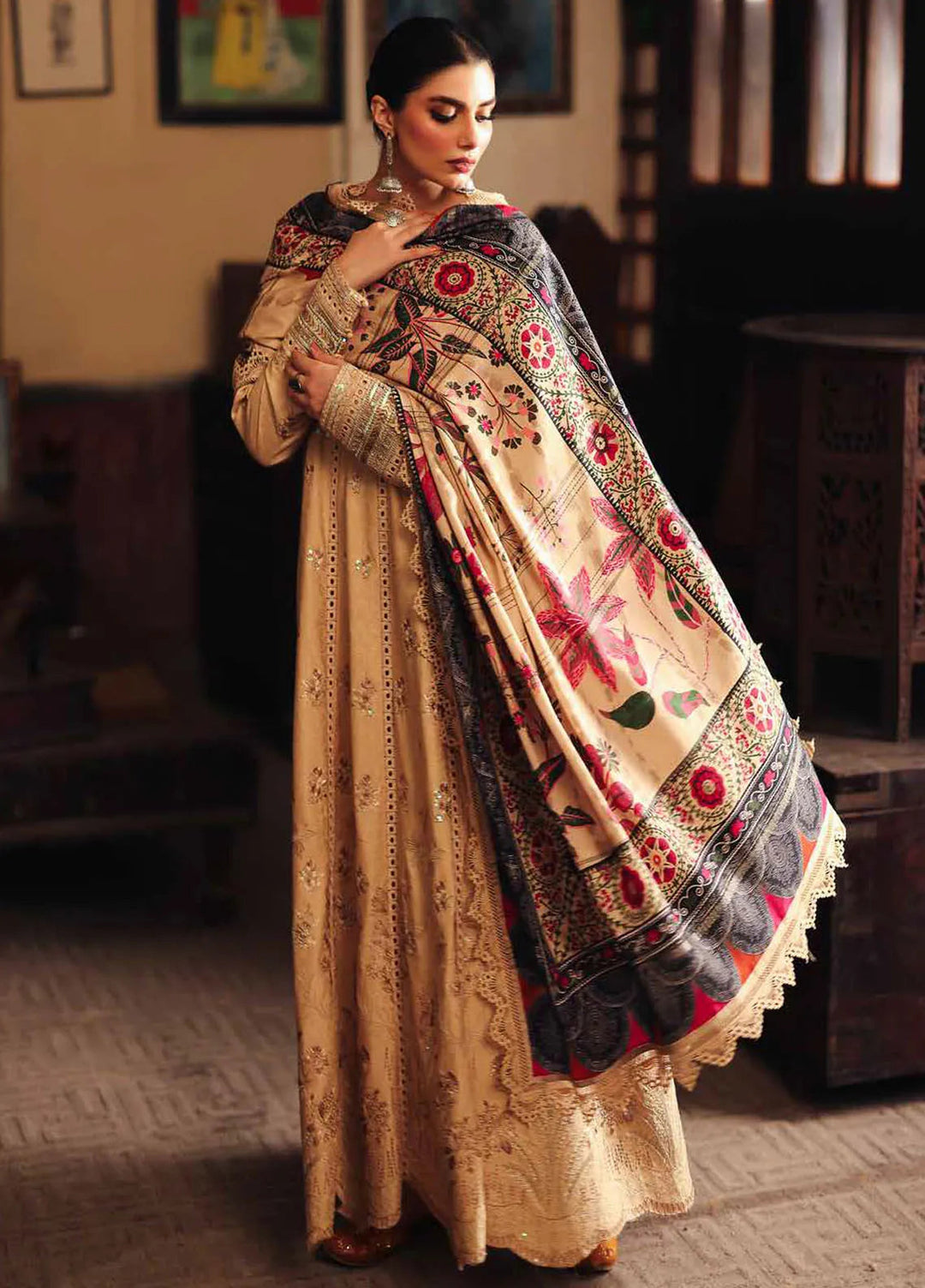 Maya By Nureh Embroidered Linen Suit Unstitched 3 Piece NU24MUL NW-82 - Fall Collection