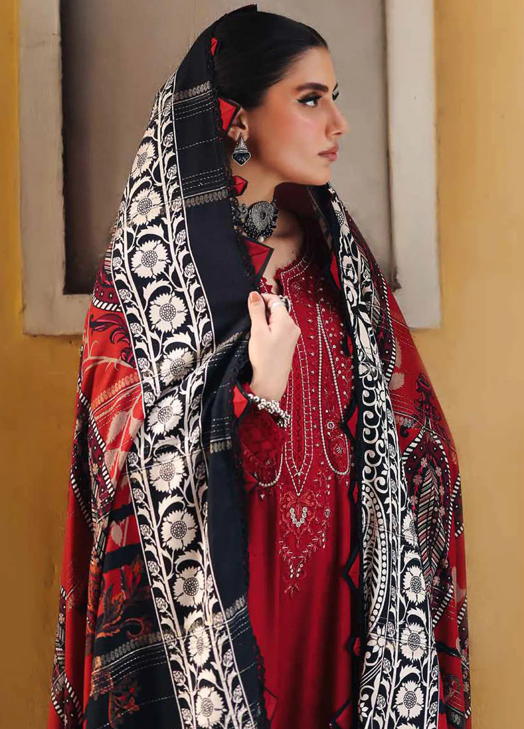 Maya By Nureh Embroidered Linen Suit Unstitched 3 Piece NU24MUL NW-84 - Fall Collection