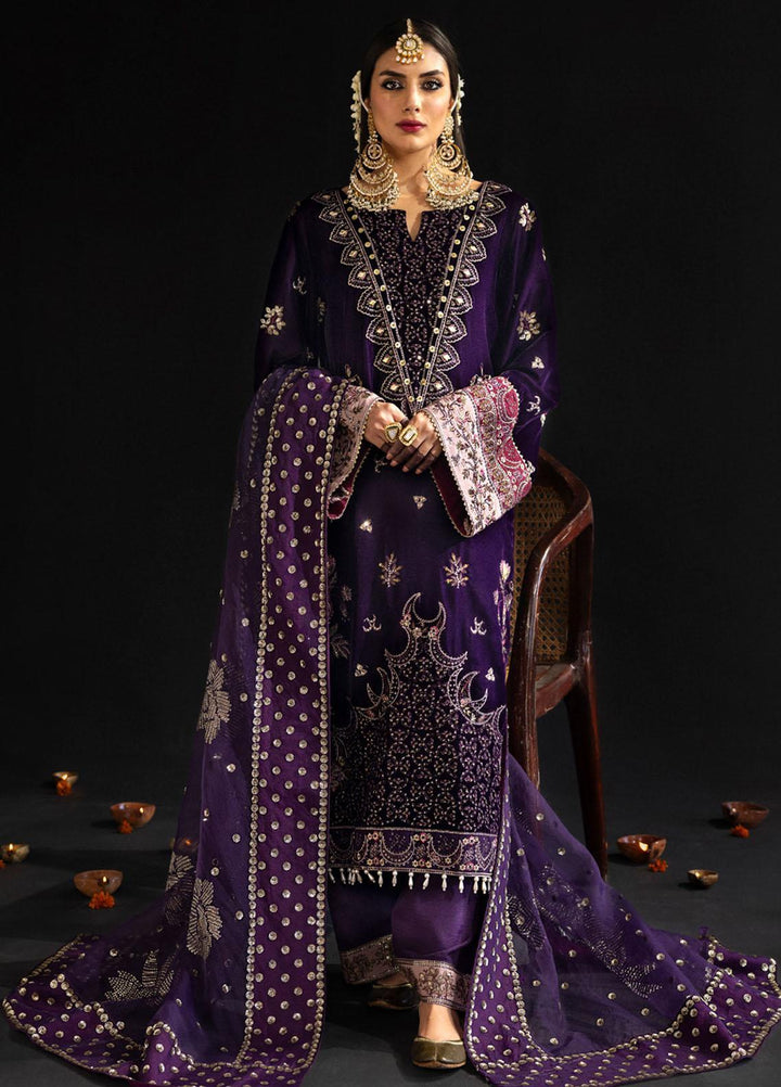Maya By Nureh Embroidered Velvet Suits Unstitched 3 Piece NU23MV NS-101 - Luxury Collection