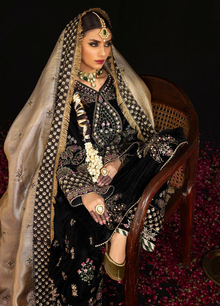 Maya By Nureh Embroidered Velvet Suits Unstitched 3 Piece NU23MV NS-97 - Luxury Collection