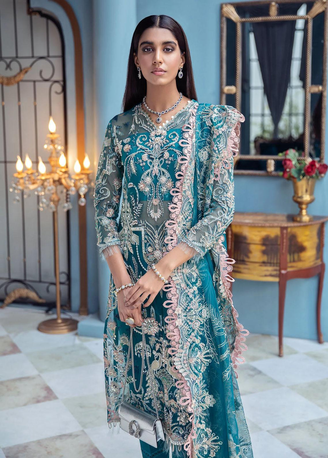 Zaaviay Pret Luxury Khaadi Net 3 Piece ZV21LP ZPR-041 Pentunia main image 1