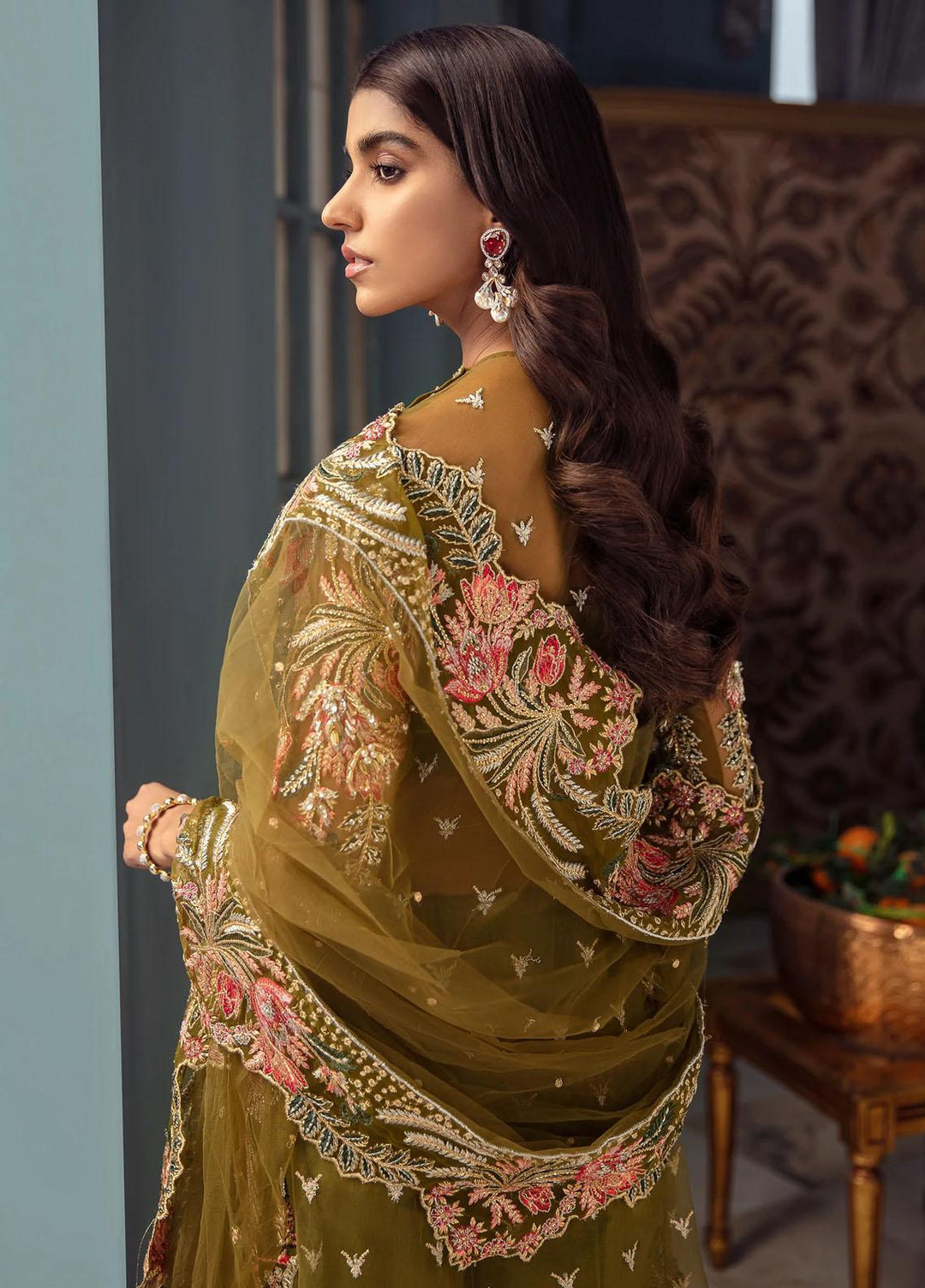 Mayal By Suveez Embroidered Net Suits Unstitched 3 Piece SZ22M LP-01 Heena - Luxury Collection