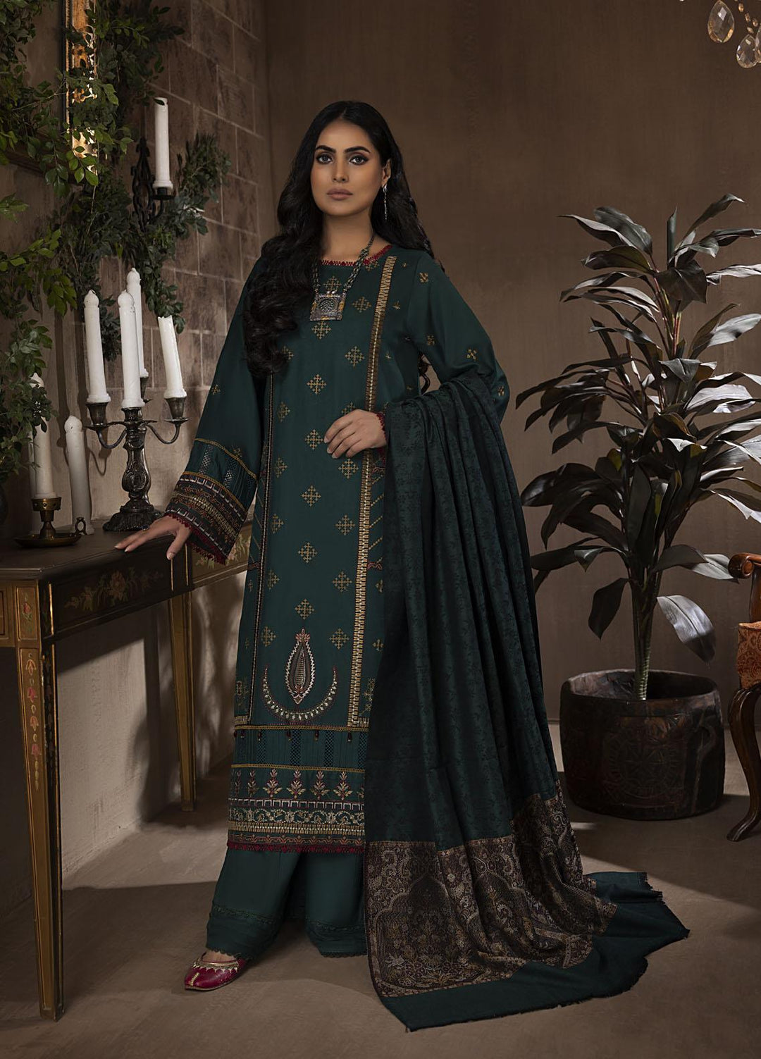 Maysha By Panache Embroidered Woolen Suits Unstitched 3 Piece PCH22M D-07 - Winter Collection