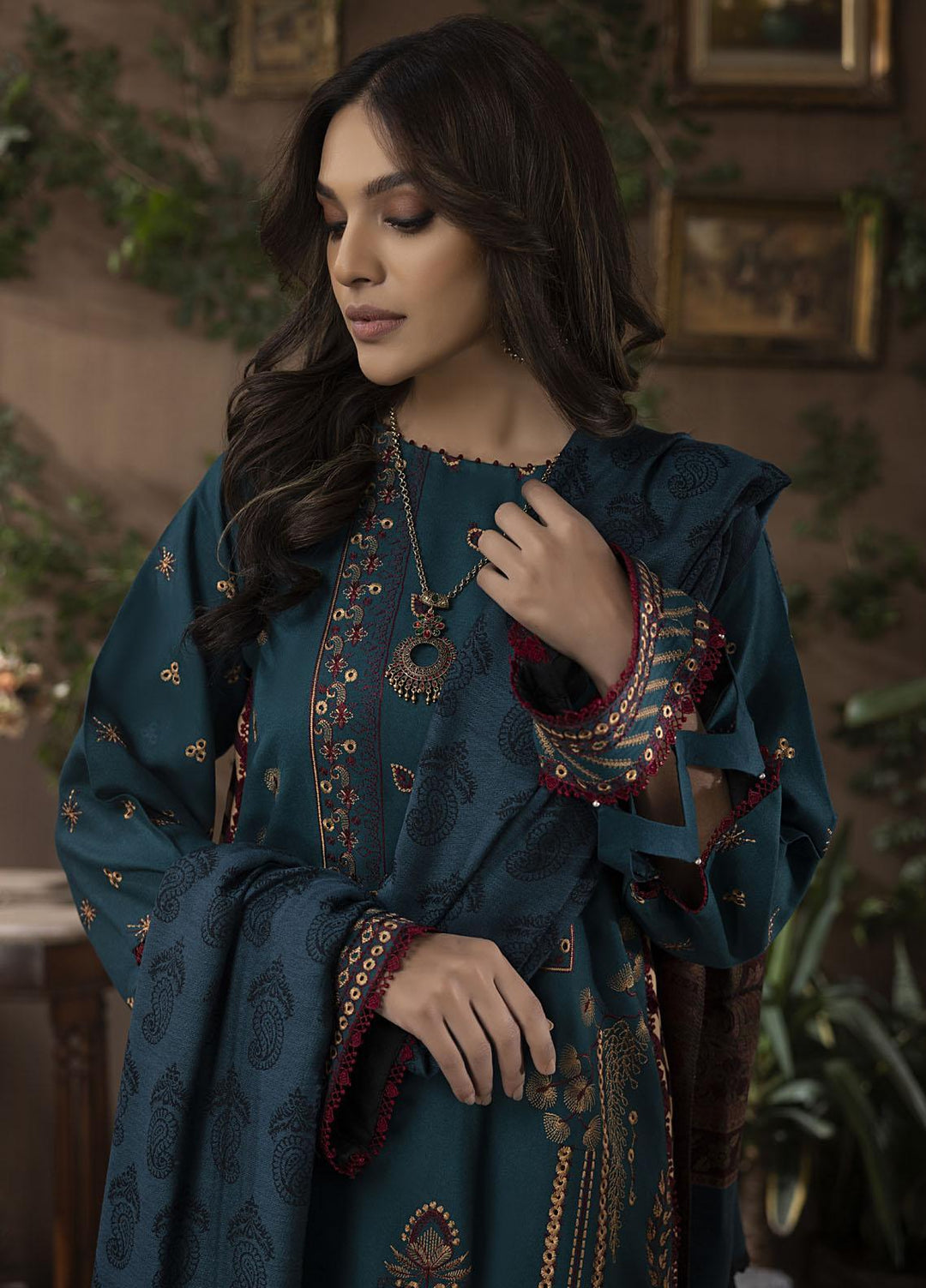 Maysha By Panache Embroidered Woolen Suits Unstitched 3 Piece PCH22M D-10 - Winter Collection