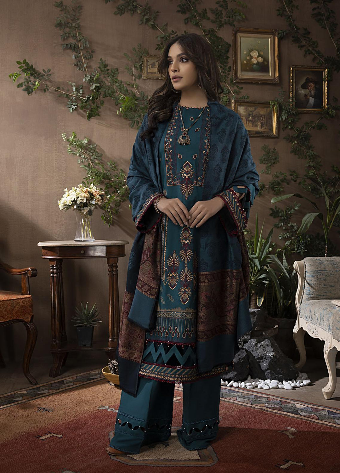 Maysha By Panache Embroidered Woolen Suits Unstitched 3 Piece PCH22M D-10 - Winter Collection