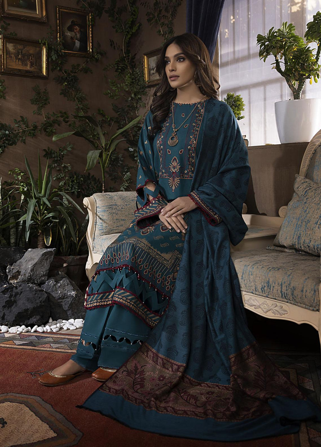 Maysha By Panache Embroidered Woolen Suits Unstitched 3 Piece PCH22M D-10 - Winter Collection