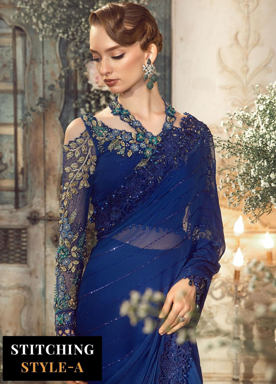 Mbroidered By Maria B Embroidered Chiffon Suits Unstitched 4 Piece MB23MW D4 - Luxury Collection