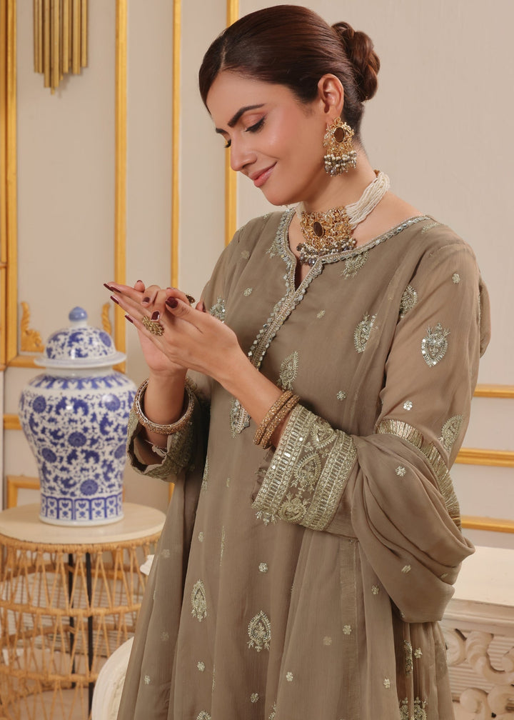 Mommy and Me by Abaan Zohan RTW Embroidered Chiffon 3 Piece Suit Raunak Brown - Festive Collection