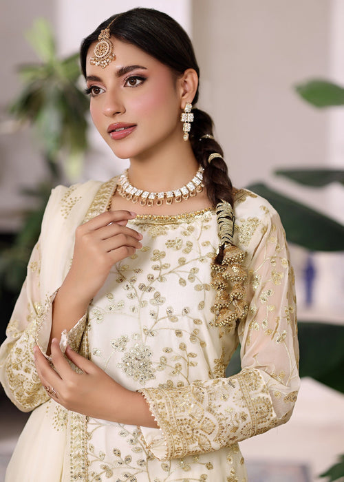 Rang e Haseen by Abaan Zohan RTW Embroidered chiffon 3 Piece Suit Riwaj off White3 pieces - Festive Collection
