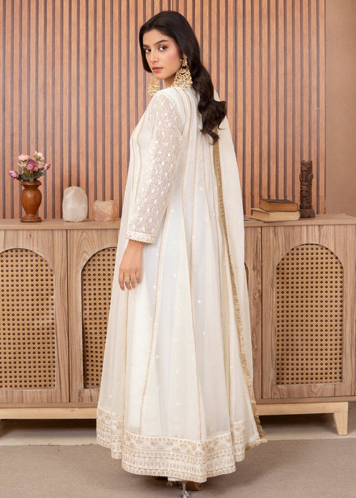Mommy and Me by Abaan Zohan RTW Embroidered Chiffon 3 Piece Suit Kashish Off White - Festive Collection