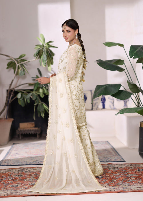 Rang e Haseen by Abaan Zohan RTW Embroidered chiffon 3 Piece Suit Riwaj off White3 pieces - Festive Collection