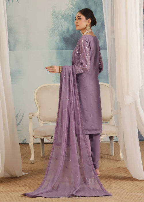 Abaan Zohan Women RTW Embroidered Chiffon 3 Piece Suit Chandni Purple - Festive Collection