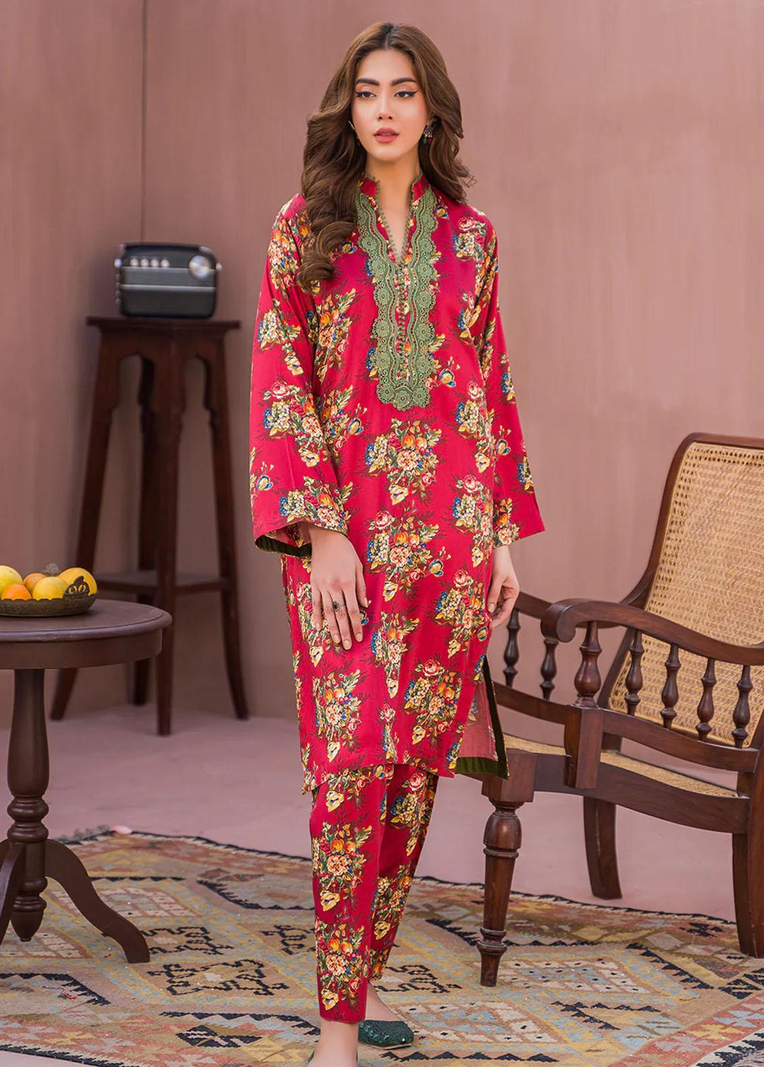 Meerak Printed Linen Suits Unstitched 2 Piece MRK23CW Fleur - Winter Collection