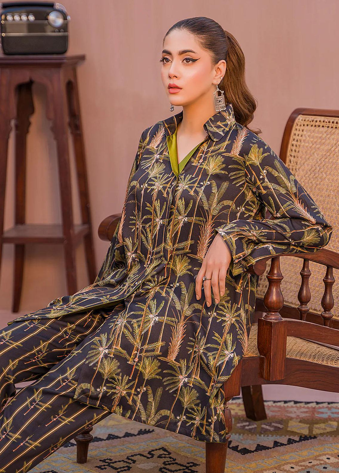 Meerak Printed Linen Suits Unstitched 2 Piece MRK23CW Tropic - Winter Collection