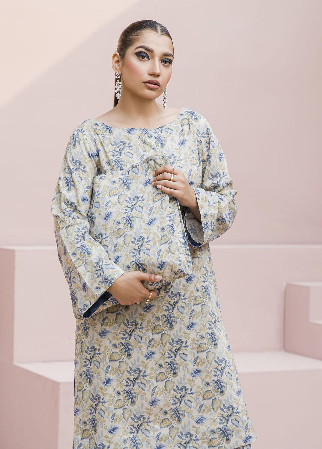 Meerak Pret Printed Raw Silk 2 Piece Suit Evelyn