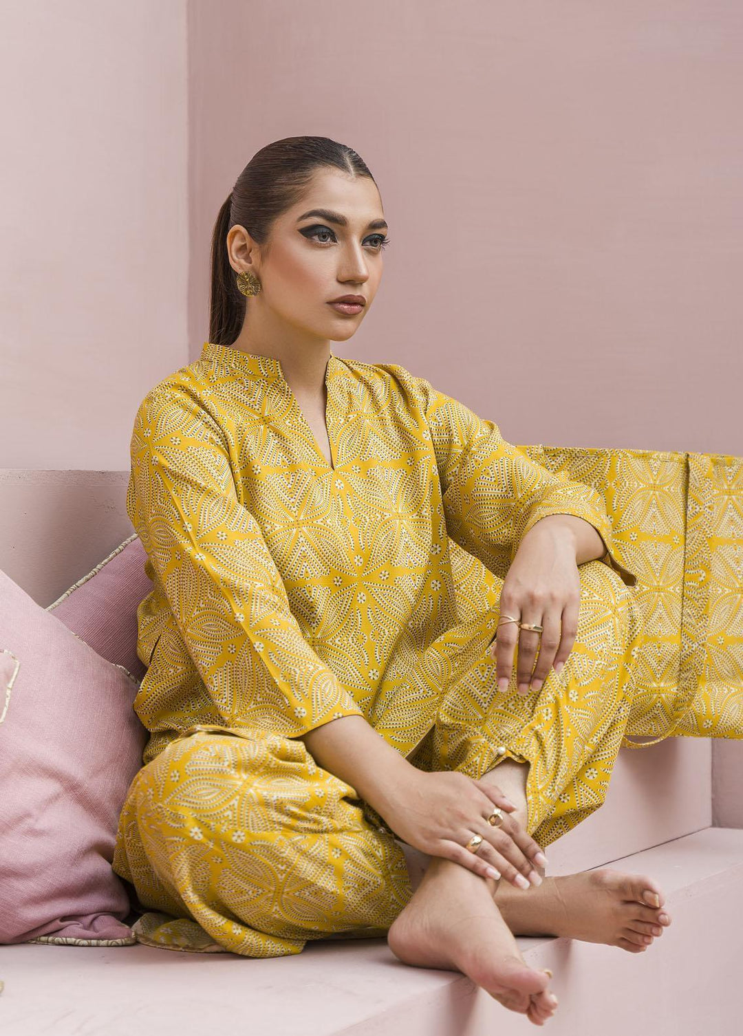 Meerak Pret Printed Raw Silk 2 Piece Suit Gilded