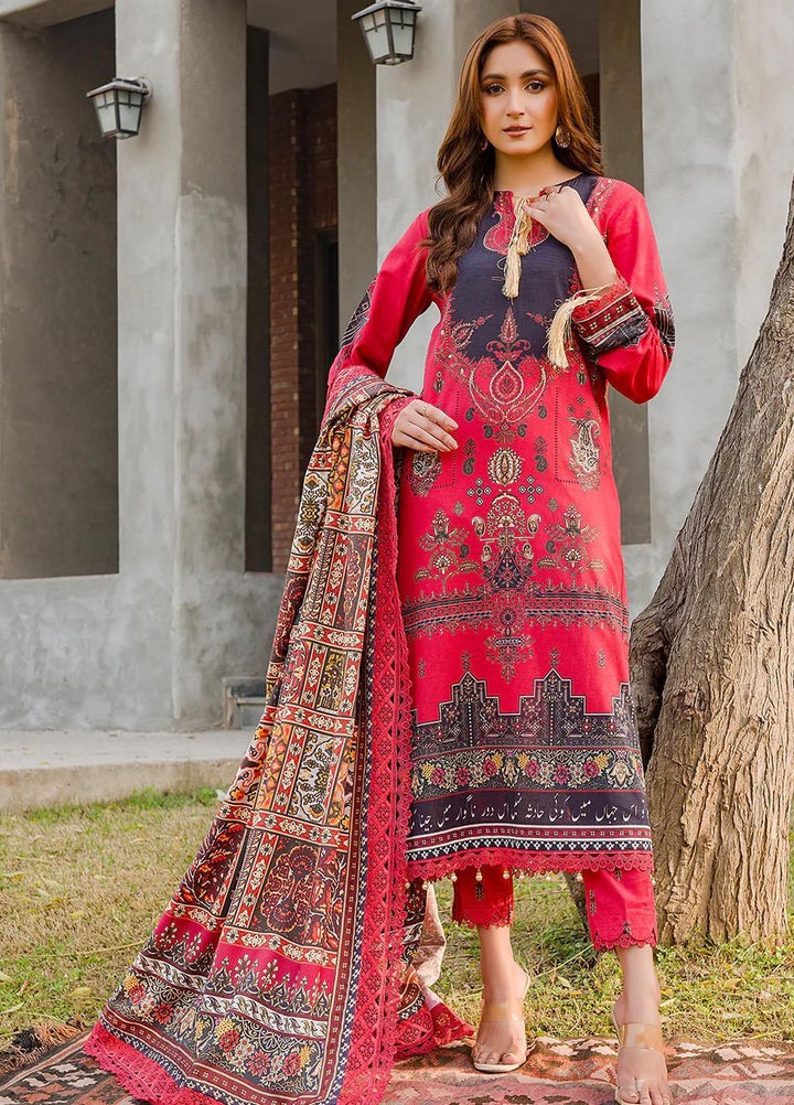 Meerak Printed Linen Suits Unstitched 3 Piece MRK24RZ Cherry - Formal Collection
