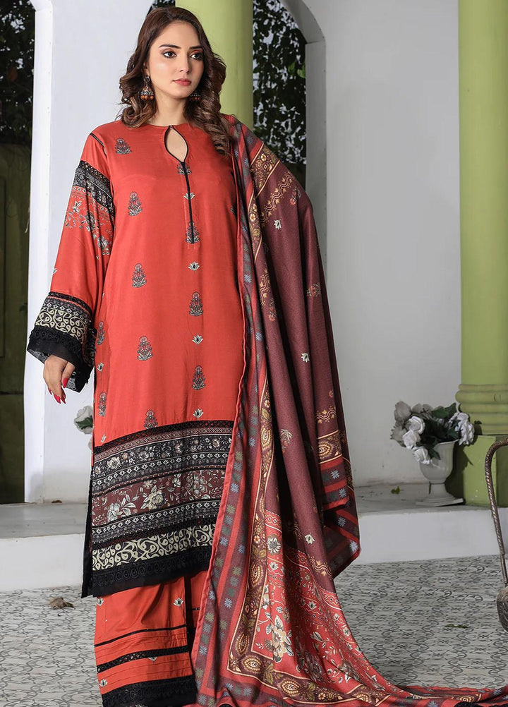 Meerak Printed Khaddar Suits Unstitched 3 Piece MRK24RZ Gulab Posh - Formal Collection
