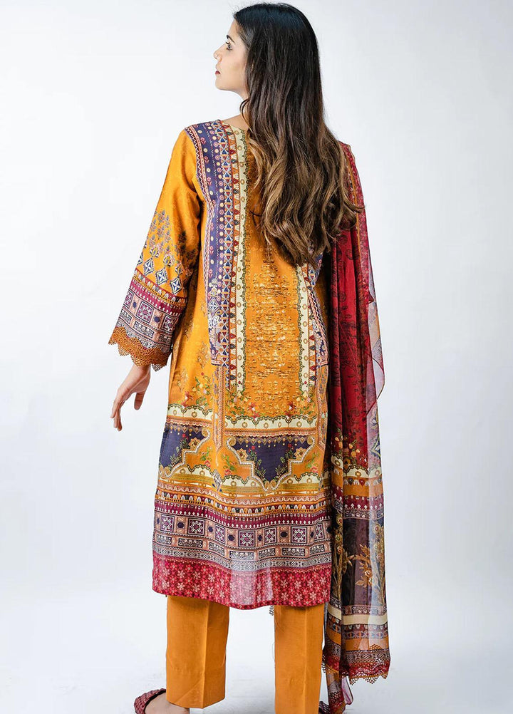Meerak Embroidered Lawn Suits Unstitched 3 Piece MK23EL D-03 Sunset - Summer Collection