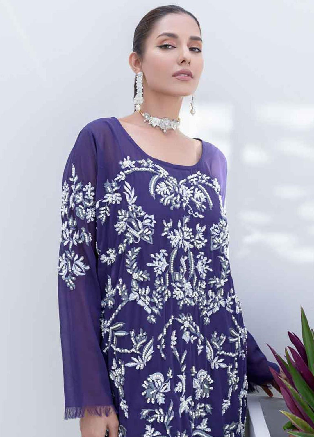 Jooray Kapray Pret Embroidered Silk 3 Piece Suit JK23M Porphyra