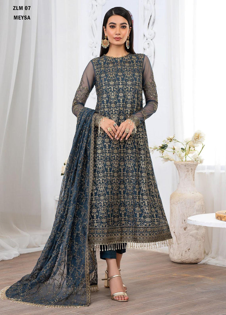 Meeral By Zarif Embroidered Net Suits Unstitched 3 Piece ZF23MR ZLM 07 Meysa - Luxury Formal Collection