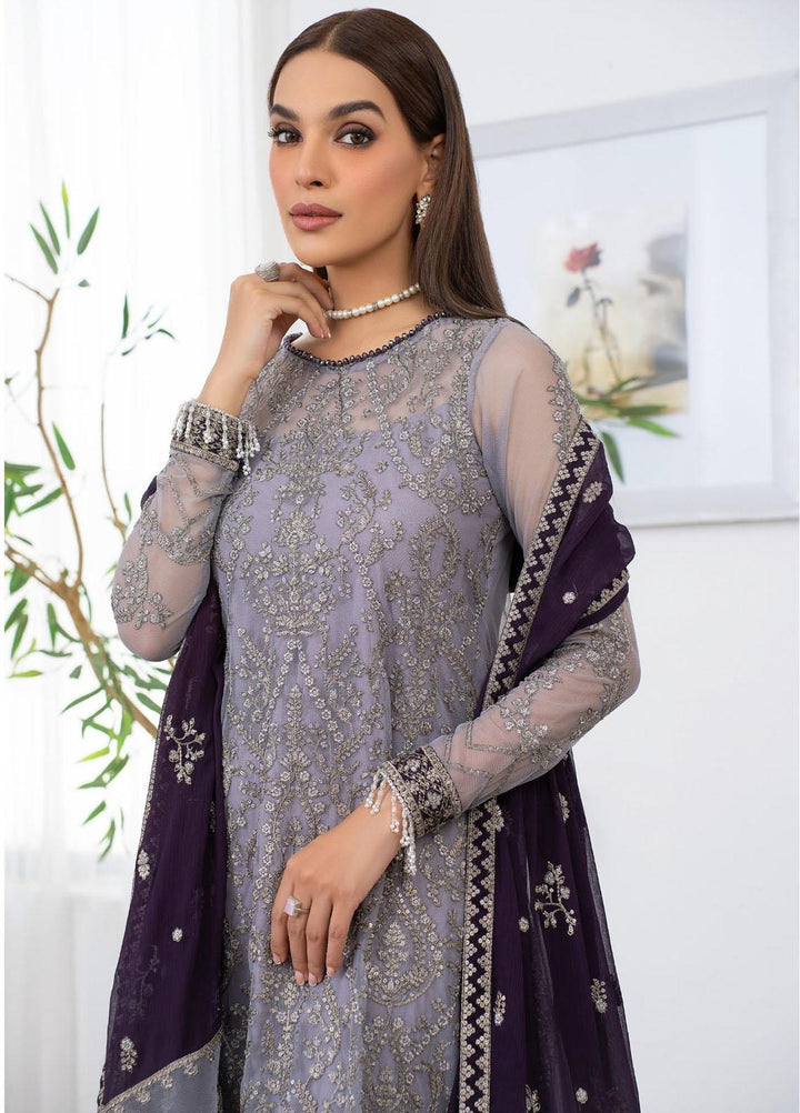 Meeral By Zarif Embroidered Net Suits Unstitched 3 Piece ZF23MR ZLM 08 Aymel - Luxury Formal Collection