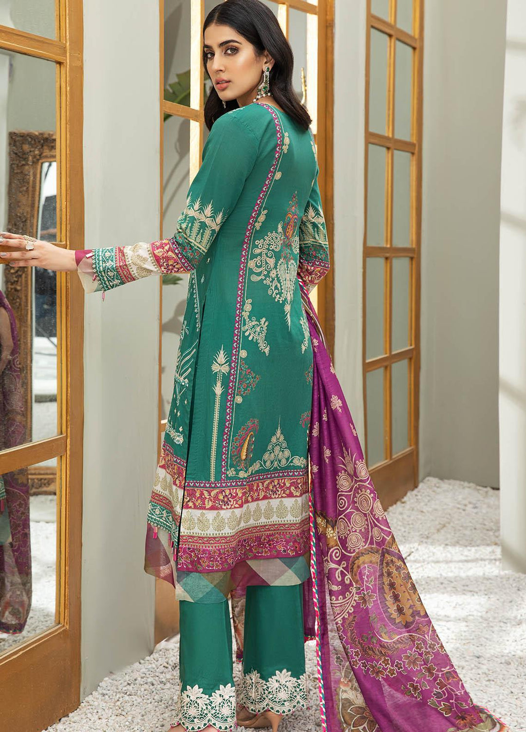 Coup De Fodre By Meeral Embroidered Lawn Suits Unstitched 3 Piece MRL21CF 05 Ultramarine Green - Luxury Collection