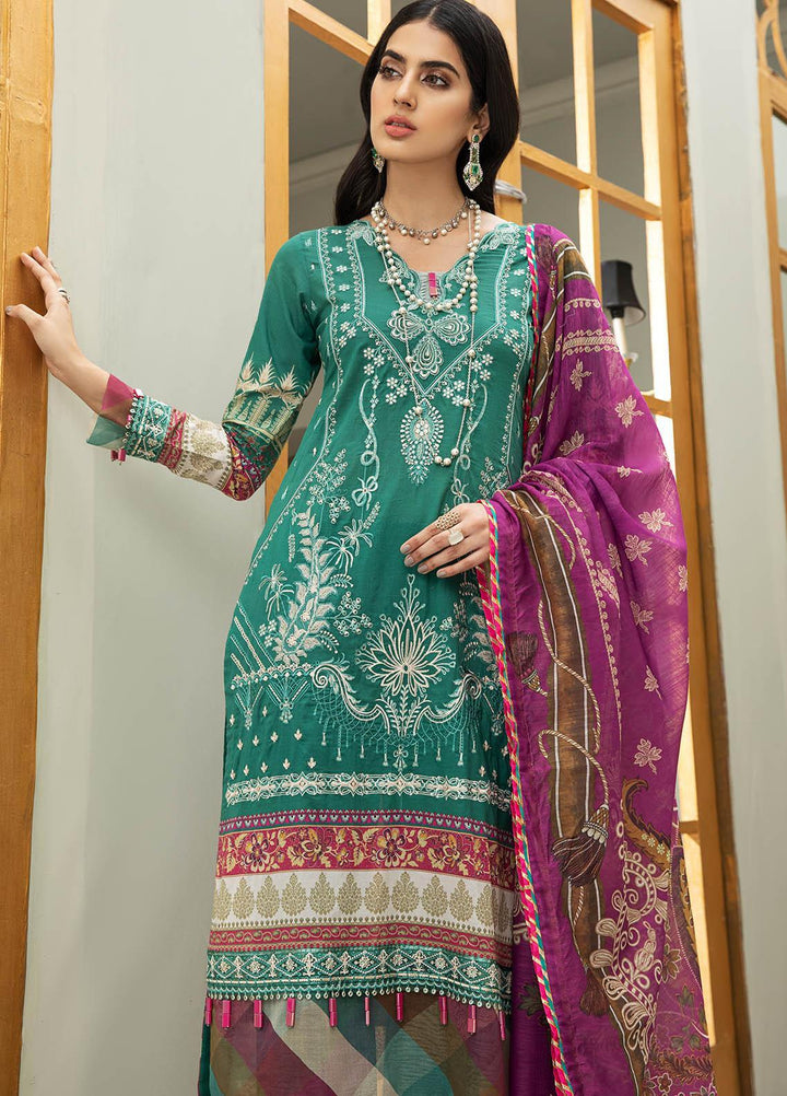 Coup De Fodre By Meeral Embroidered Lawn Suits Unstitched 3 Piece MRL21CF 05 Ultramarine Green - Luxury Collection