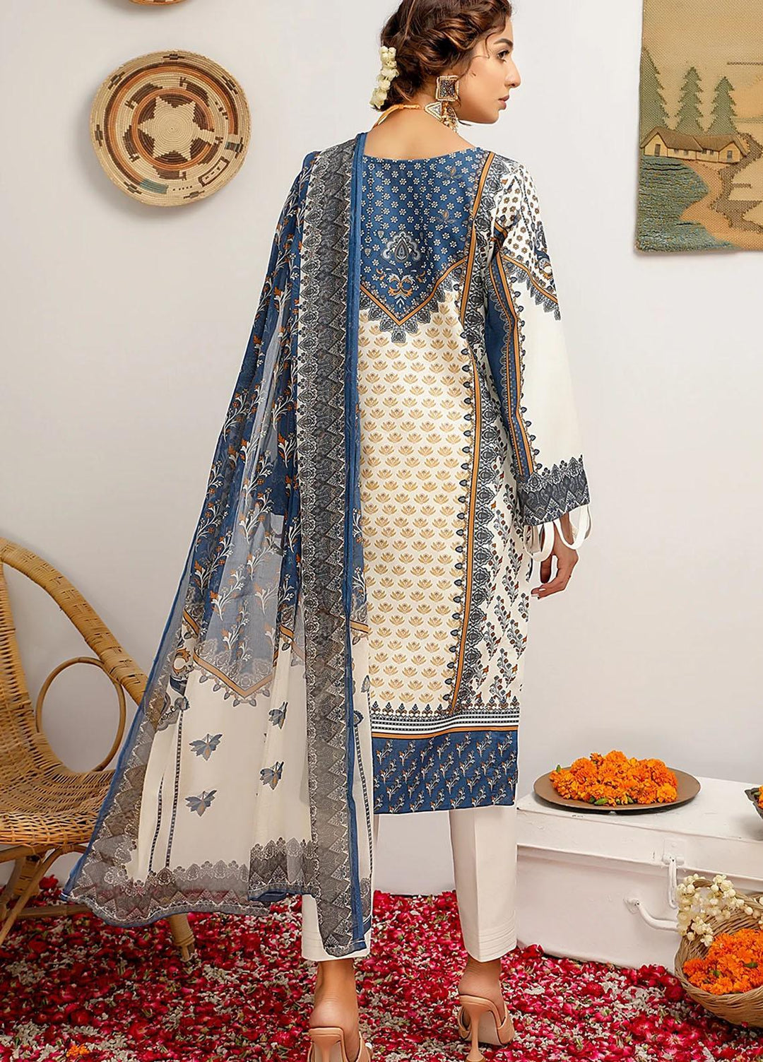Meeral Printed Lawn Suits Unstitched 3 Piece MRL21-L2 03 Blue Lagoon - Summer Collection